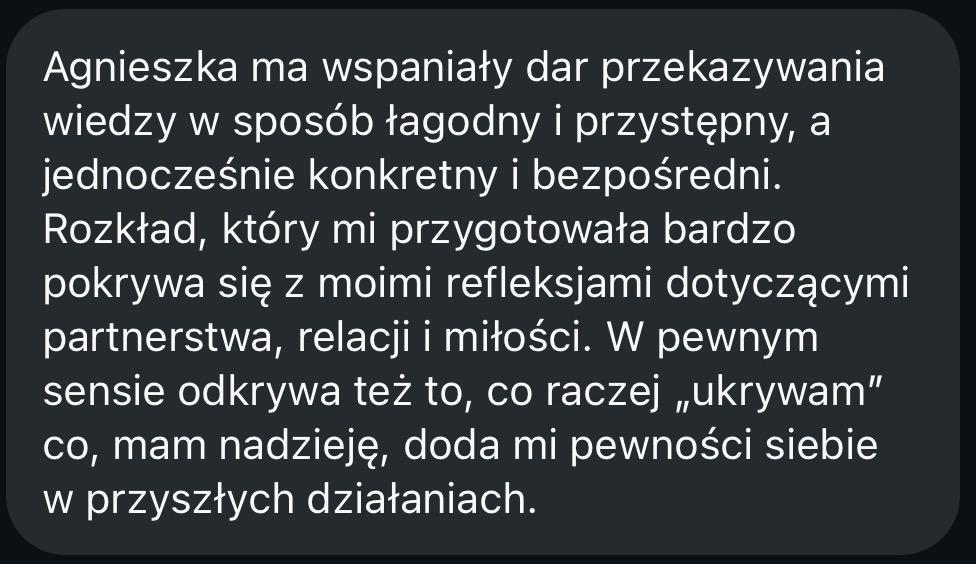 Opinia klientki o procesie samopoznania